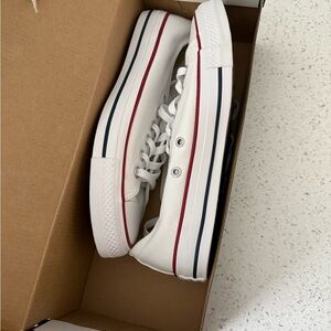 Size 8 New Converse Sneakers White Sneakers with Red and Blue Stripes